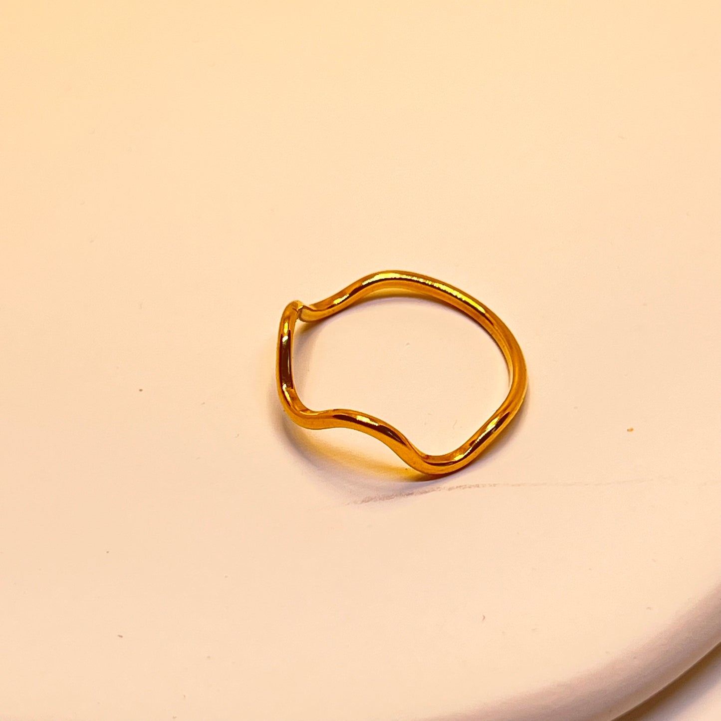 Stainless gold waves ring