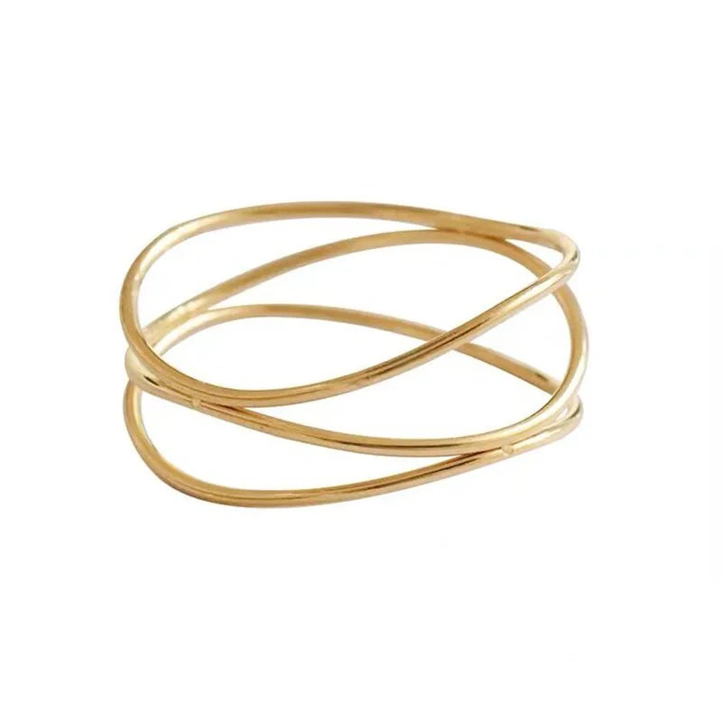 Gold stainless steel  three waves ring