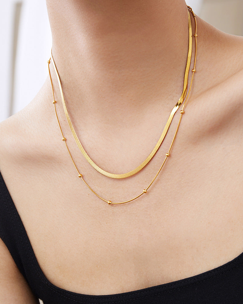 Two-in-one gold-color stainless steel necklace