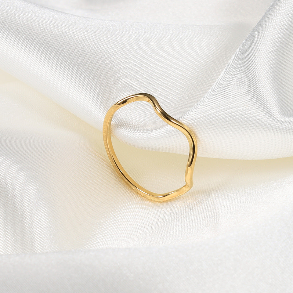 Stainless gold waves ring