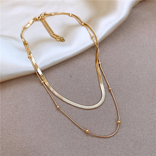 Two-in-one gold-color stainless steel necklace