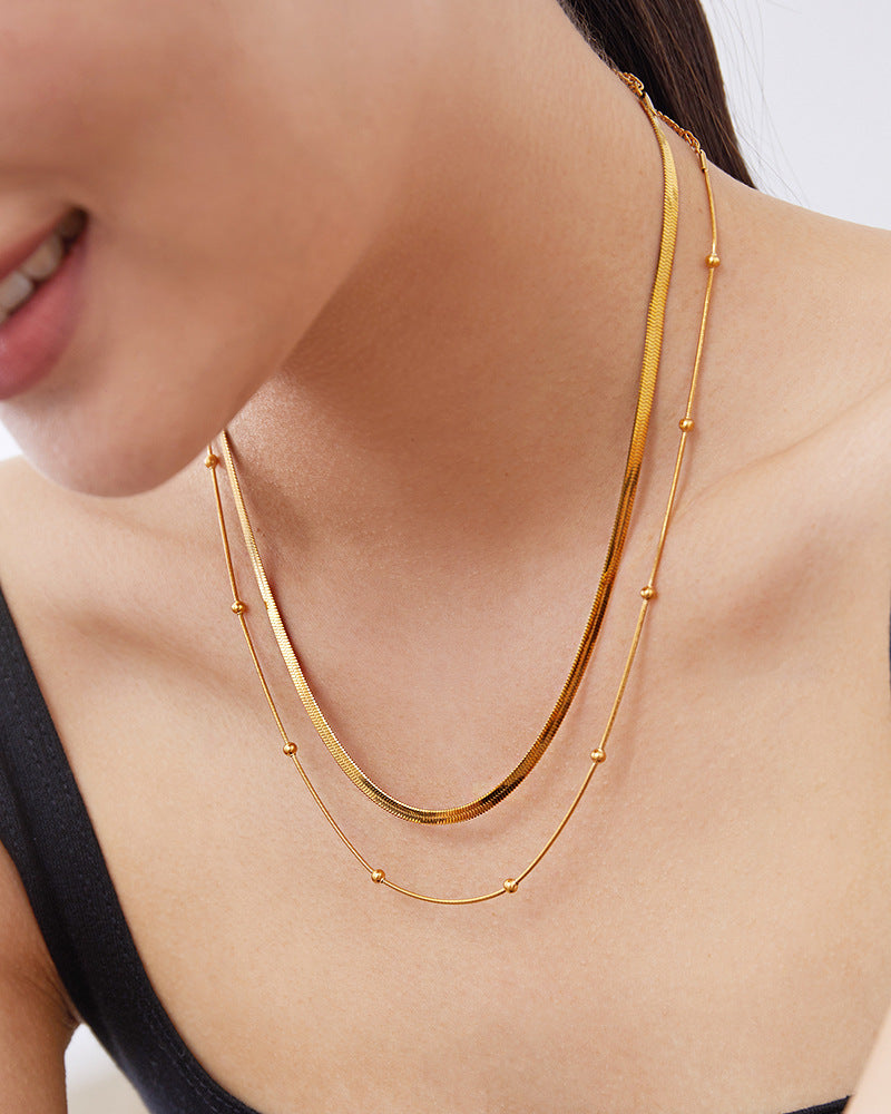 Two-in-one gold-color stainless steel necklace