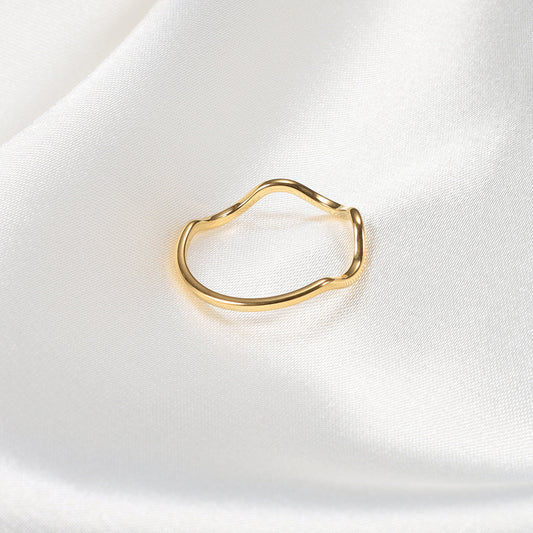 Stainless gold waves ring